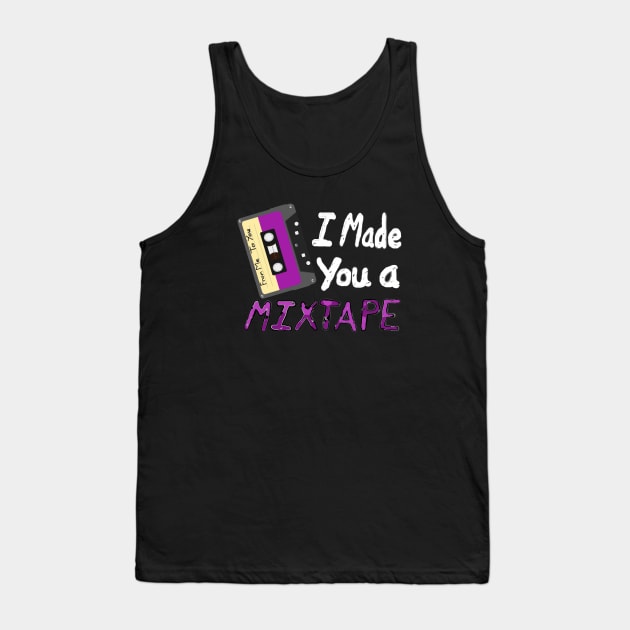I Made You A Mixtape. From Me To You. Cassette Mix Tape with White and Purple Letters (Black Background) Tank Top by Art By LM Designs 